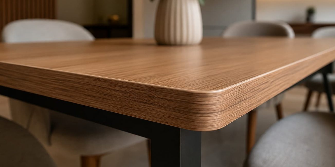 Como a fita de borda melhora o acabamento para mesa